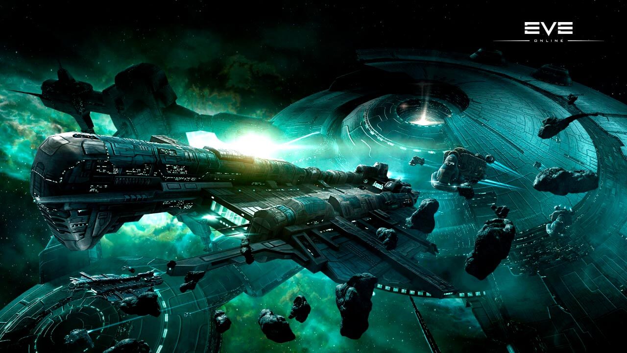Галлентский карриер Thanatos в сопровождении перевозчиков класса Iteron в EVE Online